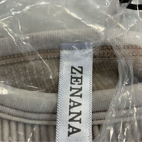 Zenana Outfitters Ribbed Crop Top - Bone - Picture 2 of 2